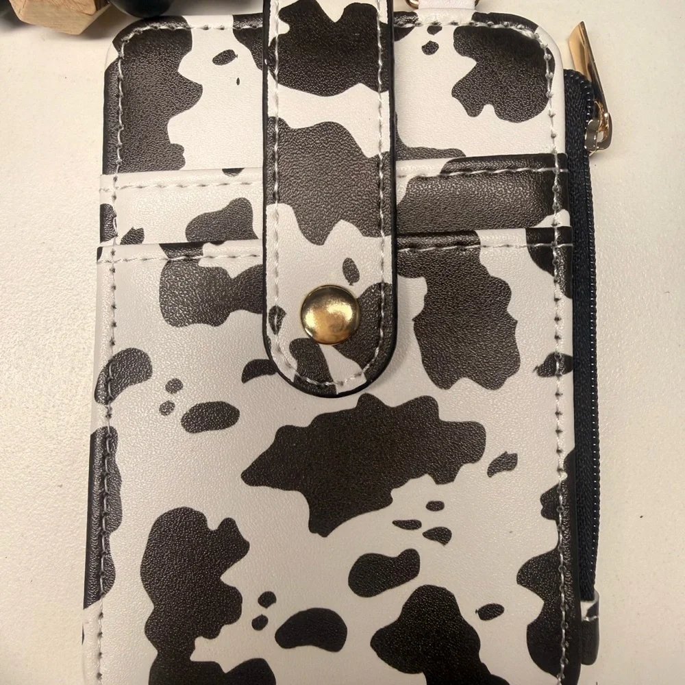 Black and White Cow Print Wristlet Keychain